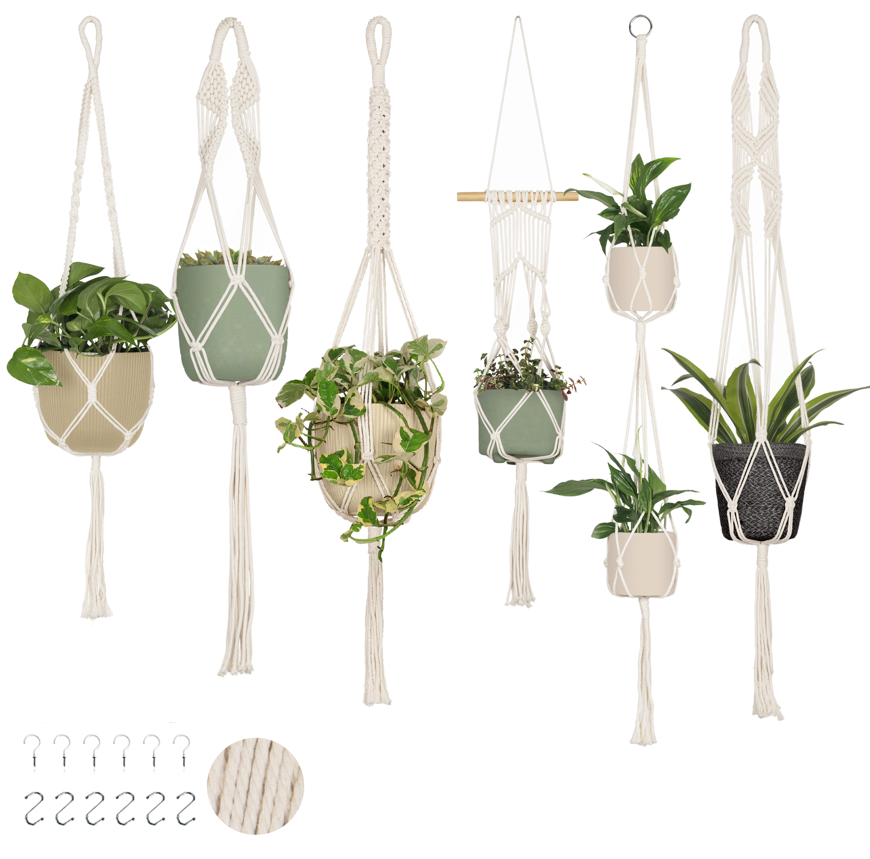 macrame plant hanger with pot included 6-Pack Macrame Plant Hanger