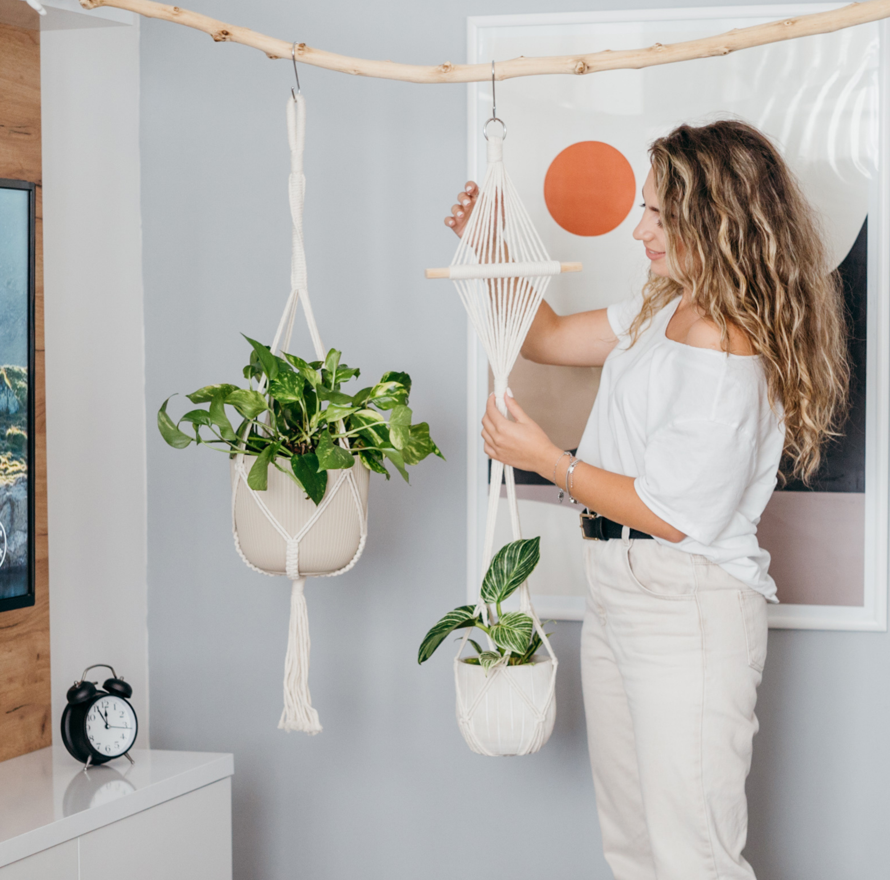 5mm macrame plant hanger 4-Pack Macrame Plant Hanger