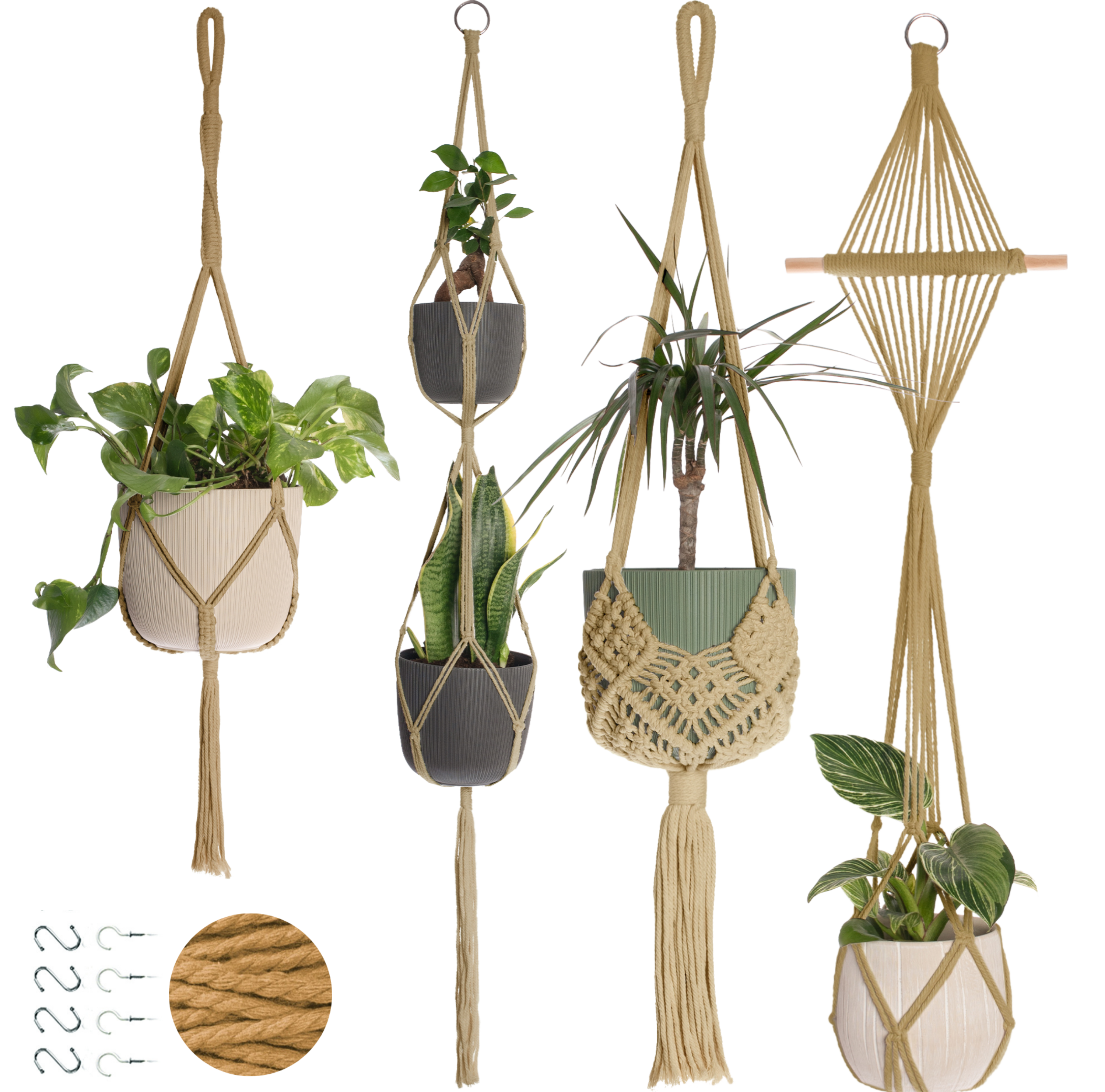 plant rope hanger 4-Pack Macrame Plant Hanger