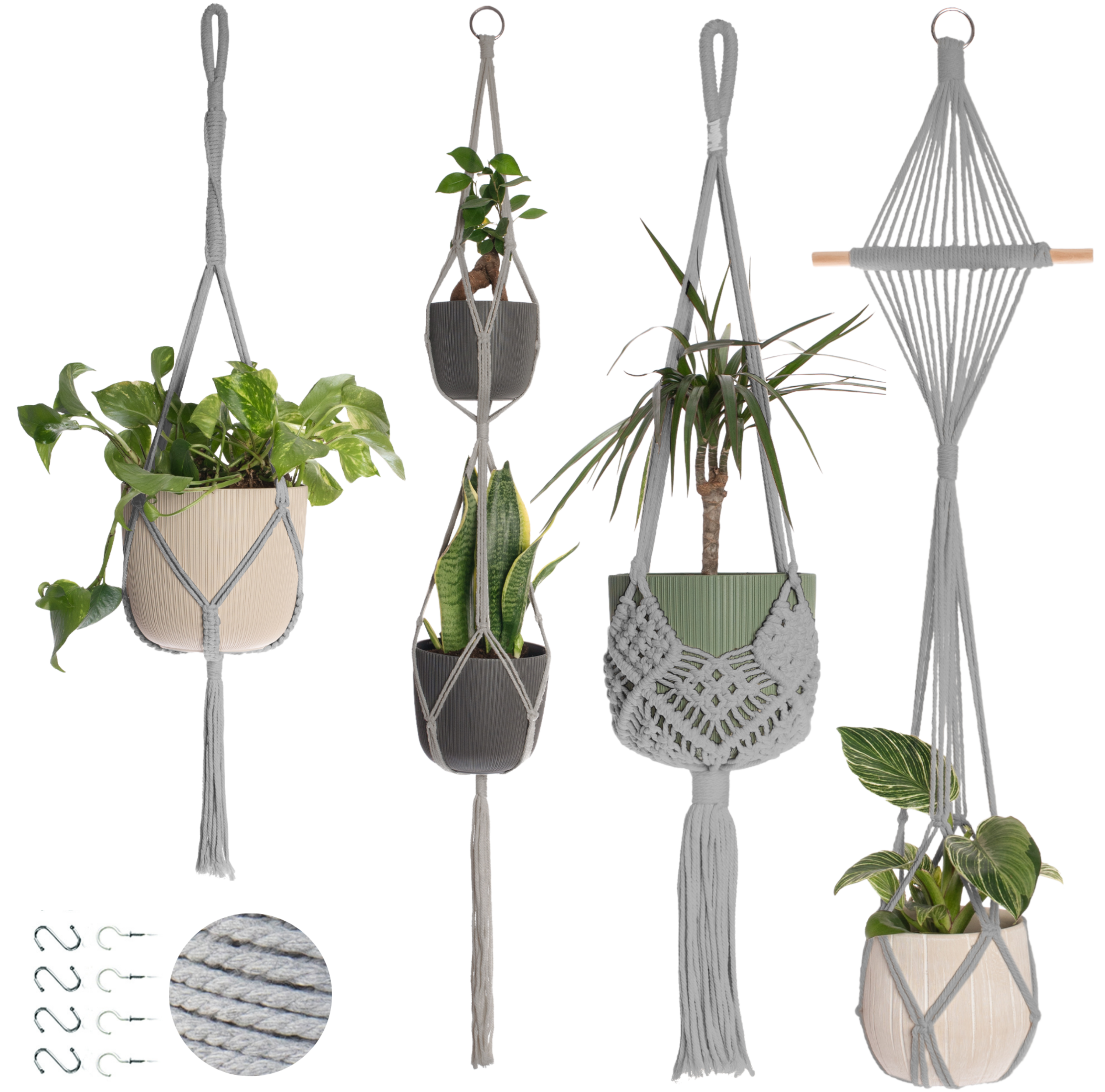 buy hanging plant pots 4-Pack Macrame Plant Hanger