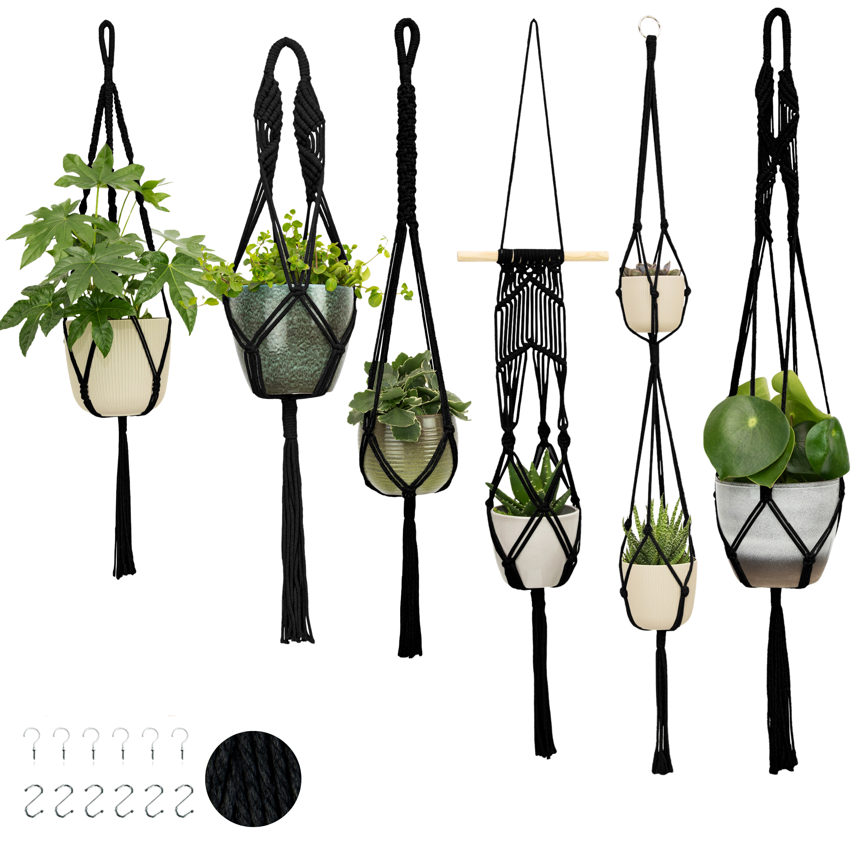 non macrame plant hanger 6-Pack Macrame Plant Hanger